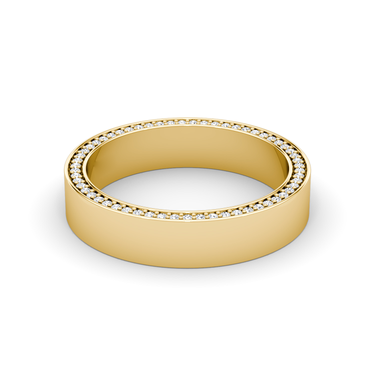 Just Brilliant Pave Border Band, 18K Yellow Gold, front view, unengraved