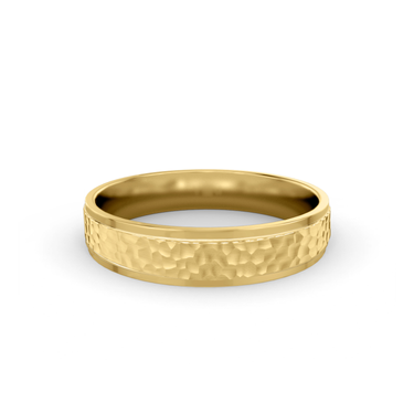 Just Brilliant Hammered Band, 18K Yellow Gold, front view, unengraved