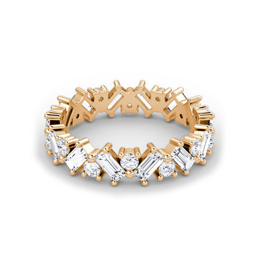 Just Brilliant Mixed Shape Eternity Band, 18K Rose Gold, front view, unengraved
