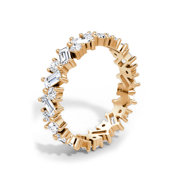 Just Brilliant Mixed Shape Eternity Band, 18K Rose Gold, upright view, unengraved