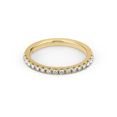 Just Brilliant Half Pave Band, 18K Yellow Gold, front view, unengraved
