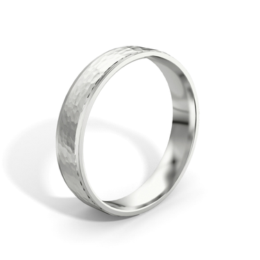 Just Brilliant Hammered Band, 18K White Gold, upright view, unengraved