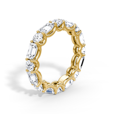 Just Brilliant Alternating Shapes Eternity Band, 18K Yellow Gold, upright view, unengraved