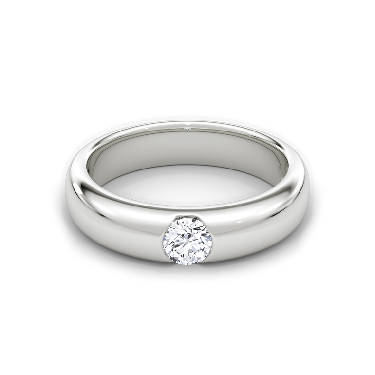 Just Brilliant Inlay Band, 18K White Gold, front view, unengraved