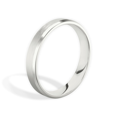 Just Brilliant Brushed Bevel Band, 18K White Gold, upright view, unengraved