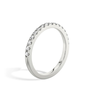 Just Brilliant Half Pave Band, 18K White Gold, upright view, unengraved