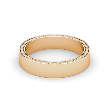Just Brilliant Pave Border Band, 18K Rose Gold, front view, unengraved
