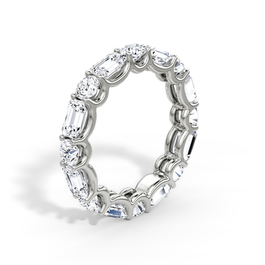 Just Brilliant Alternating Shapes Eternity Band, 18K White Gold, upright view, unengraved
