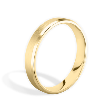 Just Brilliant Brushed Bevel Band, 18K Yellow Gold, upright view, unengraved