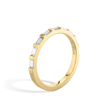 Just Brilliant Baguette Bar Band, 18K Yellow Gold, upright view, unengraved