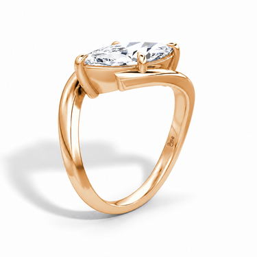 Just Brilliant Wrapped Solitaire Diamond Ring, marquise in 18K rose gold, upright view #jb-wrapped_marquise_18k-rose-gold_upright