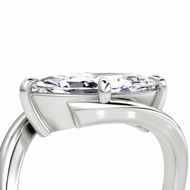 Just Brilliant Wrapped Solitaire Diamond Ring, marquise in 18K white gold, detail view #jb-wrapped_marquise_18k-white-gold_detail