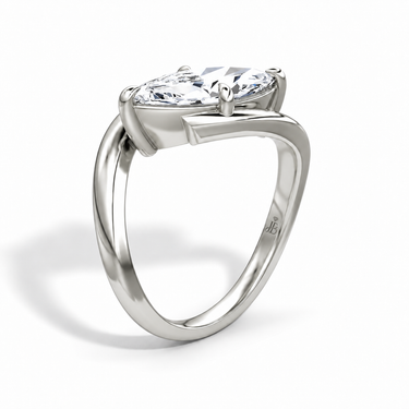 Just Brilliant Wrapped Solitaire Diamond Ring, marquise in 18K white gold, upright view #jb-wrapped_marquise_18k-white-gold_upright