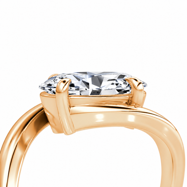Just Brilliant Wrapped Solitaire Diamond Ring, oval in 18K rose gold, detail view #jb-wrapped_oval_18k-rose-gold_detail