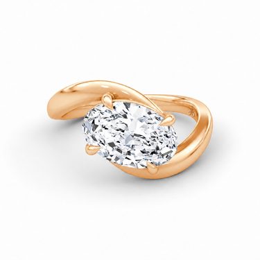 Just Brilliant Wrapped Solitaire Diamond Ring, oval in 18K rose gold, front view #jb-wrapped_oval_18k-rose-gold_front