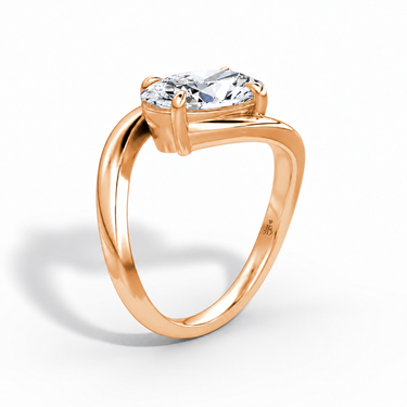 Just Brilliant Wrapped Solitaire Diamond Ring, oval in 18K rose gold, upright view #jb-wrapped_oval_18k-rose-gold_upright