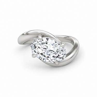 Just Brilliant Wrapped Solitaire Diamond Ring, oval in 18K white gold, front view #jb-wrapped_oval_18k-white-gold_front