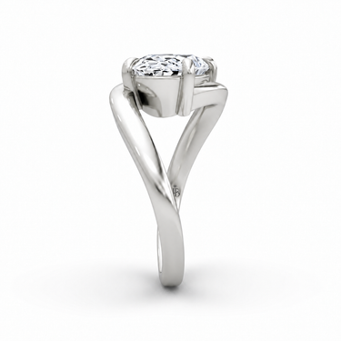Just Brilliant Wrapped Solitaire Diamond Ring, oval in 18K white gold, side view #jb-wrapped_oval_18k-white-gold_side