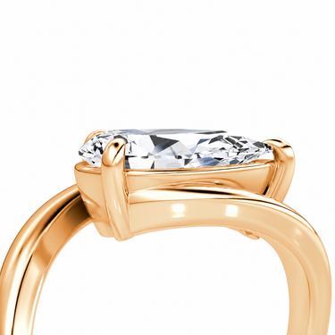 Just Brilliant Wrapped Solitaire Diamond Ring, pear in 18K rose gold, detail view #jb-wrapped_pear_18k-rose-gold_detail