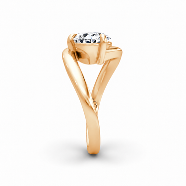 Just Brilliant Wrapped Solitaire Diamond Ring, pear in 18K rose gold, side view #jb-wrapped_pear_18k-rose-gold_side