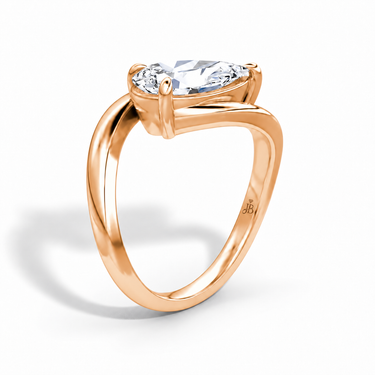 Just Brilliant Wrapped Solitaire Diamond Ring, pear in 18K rose gold, upright view #jb-wrapped_pear_18k-rose-gold_upright