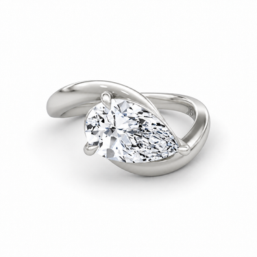 Just Brilliant Wrapped Solitaire Diamond Ring, pear in 18K white gold, front view #jb-wrapped_pear_18k-white-gold_front