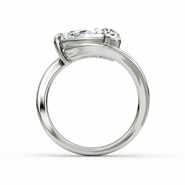 Just Brilliant Wrapped Solitaire Diamond Ring, pear in 18K white gold, profile view #jb-wrapped_pear_18k-white-gold_profile