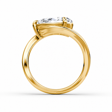 Just Brilliant Wrapped Solitaire Diamond Ring, pear in 18K yellow gold, profile view #jb-wrapped_pear_18k-yellow-gold_profile