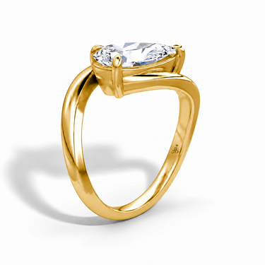 Just Brilliant Wrapped Solitaire Diamond Ring, pear in 18K yellow gold, upright view #jb-wrapped_pear_18k-yellow-gold_upright
