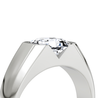 Just Brilliant Statement Signet Ring — Asscher — 18K White Gold — detail view