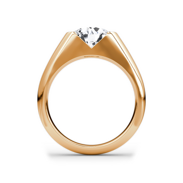 Just Brilliant Statement Signet Ring — Round Brilliant — 18K Rose Gold — profile view