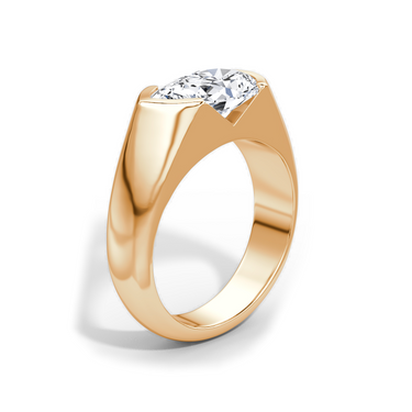Just Brilliant Statement Signet Ring — Pear — 18K Rose Gold — upright view