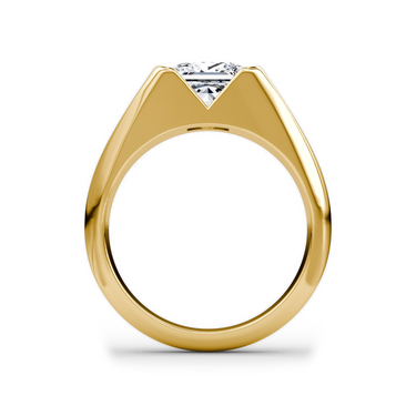 Just Brilliant Statement Signet Ring — Princess — 18K Yellow Gold — profile view