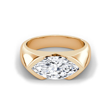 Just Brilliant Statement Signet Ring — Marquise — 18K Rose Gold — front view