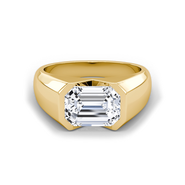 Just Brilliant Statement Signet Ring — Emerald — 18K Yellow Gold — front view