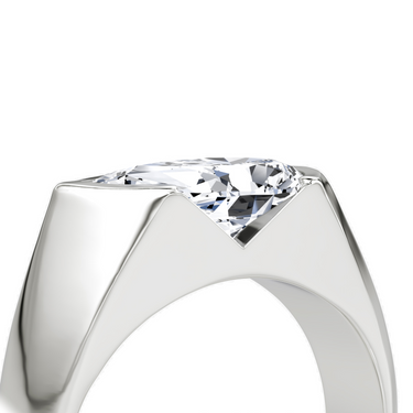 Just Brilliant Statement Signet Ring — Pear — 18K White Gold — detail view