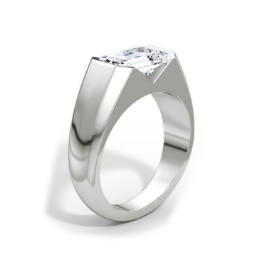 Just Brilliant Statement Signet Ring — Emerald — 18K White Gold — upright view