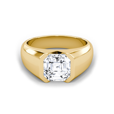 Just Brilliant Statement Signet Ring — Asscher — 18K Yellow Gold — front view