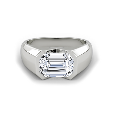 Just Brilliant Statement Signet Ring — Emerald — 18K White Gold — front view