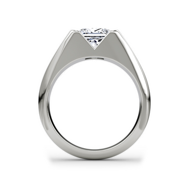 Just Brilliant Statement Signet Ring — Princess — 18K White Gold — profile view