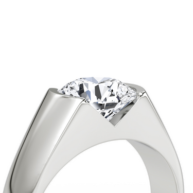 Just Brilliant Statement Signet Ring — Round Brilliant — 18K White Gold — detail view