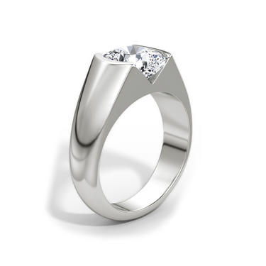 Just Brilliant Statement Signet Ring — Cushion — 18K White Gold — upright view