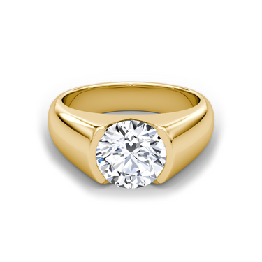 Just Brilliant Statement Signet Ring — Round Brilliant — 18K Yellow Gold — front view