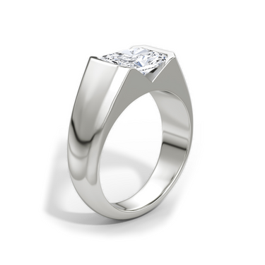 Just Brilliant Statement Signet Ring — Radiant — 18K White Gold — upright view