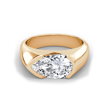 Just Brilliant Statement Signet Ring — Pear — 18K Rose Gold — front view