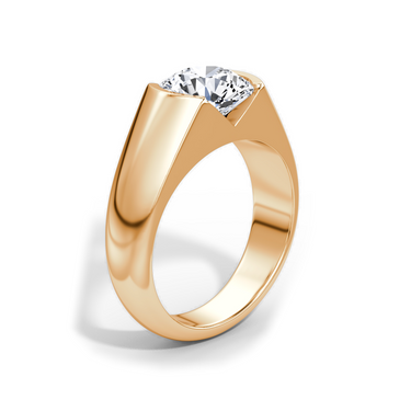 Just Brilliant Statement Signet Ring — Round Brilliant — 18K Rose Gold — upright view
