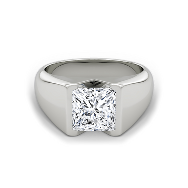 Just Brilliant Statement Signet Ring — Princess — 18K White Gold — front view