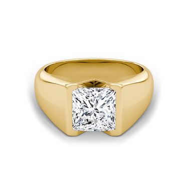 Just Brilliant Statement Signet Ring — Princess — 18K Yellow Gold — front view
