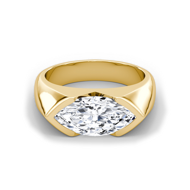 Just Brilliant Statement Signet Ring — Marquise — 18K Yellow Gold — front view