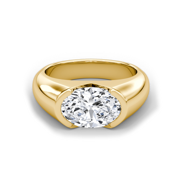 Just Brilliant Statement Signet Ring — Oval — 18K Yellow Gold — front view